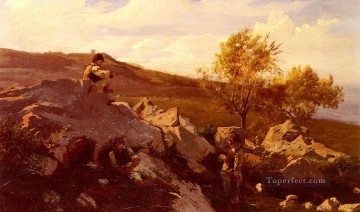 ボーイズ・バイ・ザ・シー バルビゾンの風景 アンリ・ジョゼフ・ハーピニー Oil Paintings